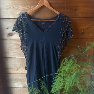 French connection silk, beaded Short Sleeve Dress